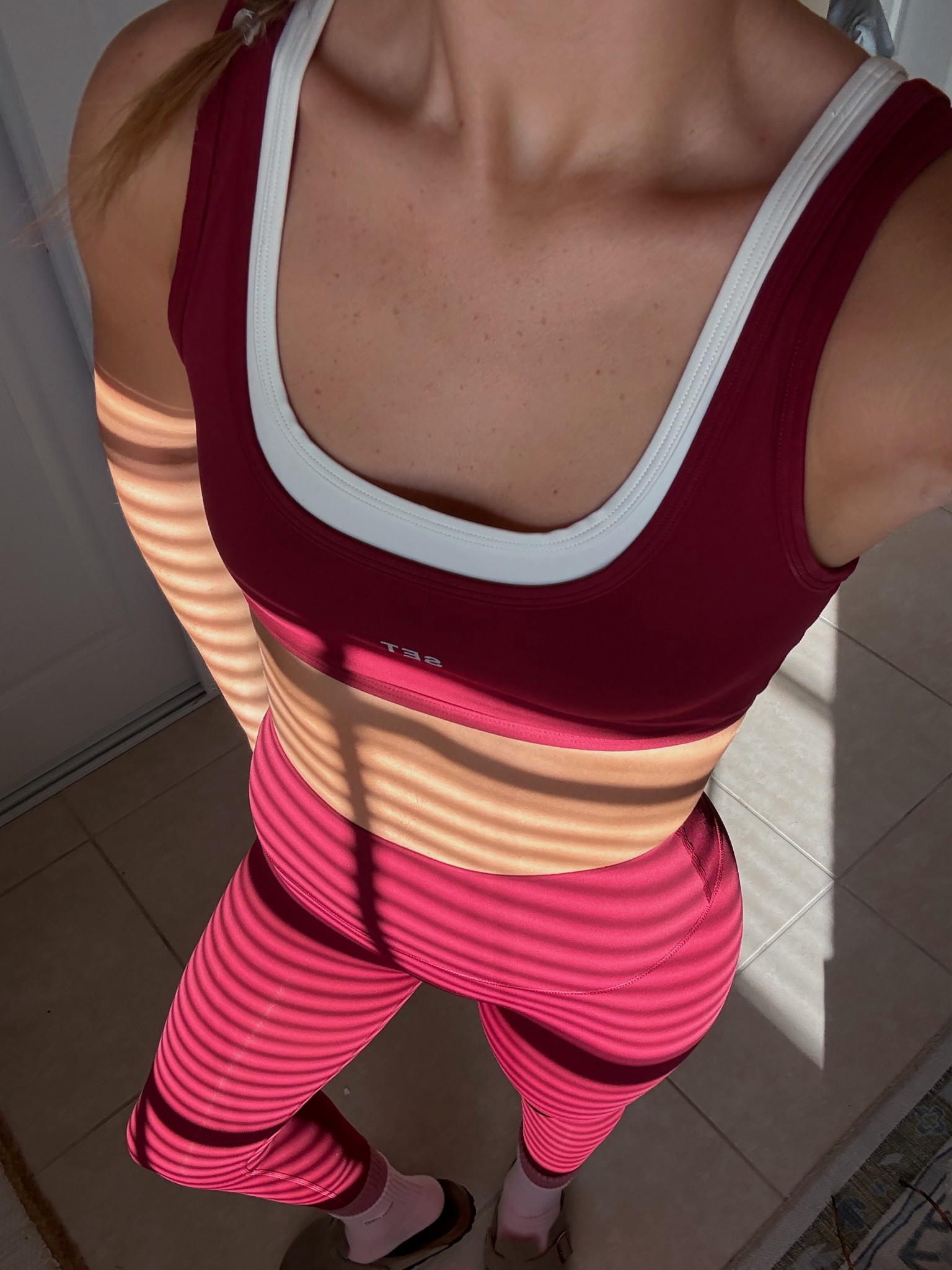 SET x Parke collab work out set. Wearing a size small in the leggings and sports bra, paired with my favorite grip socks from Lucky Honey! 

#LTKActive #LTKPetite #LTKFindsUnder100