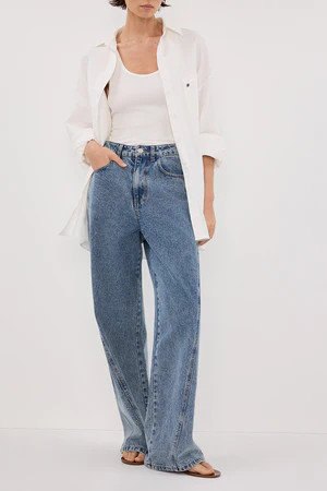 CARSON MID BLUE WIDE LEG JEAN | DISSH