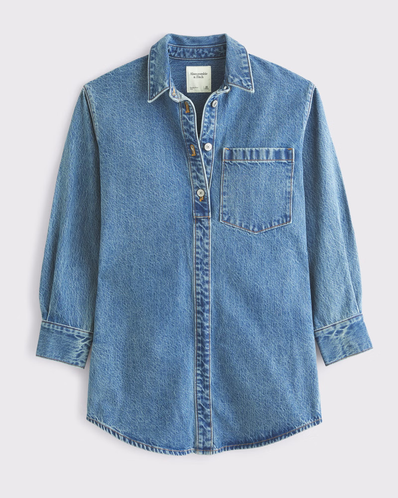 Women's Denim Mini Shirt Dress | Women's Dresses & Jumpsuits | Abercrombie.com | Abercrombie & Fitch (US)