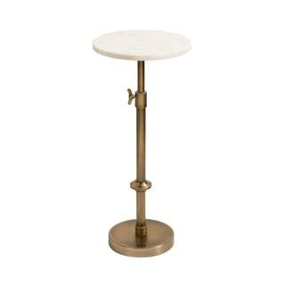 Engles 10 in. Gold Round Marble End Table | The Home Depot