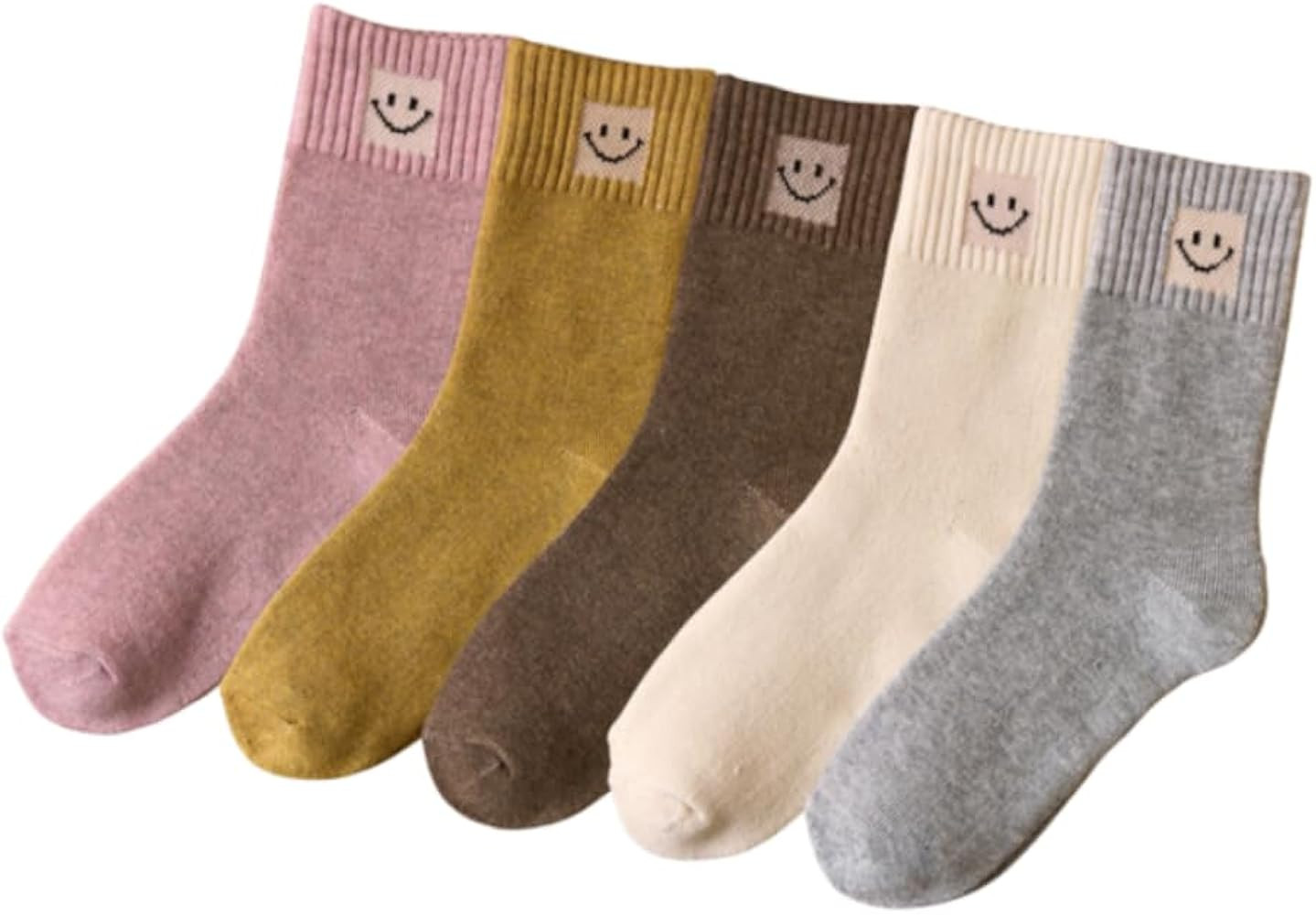 MeganJDesigns Cute Smiling Face Socks for Women, 5 Pairs Smile Face Ankle Novelty Funny Socks | Amazon (US)