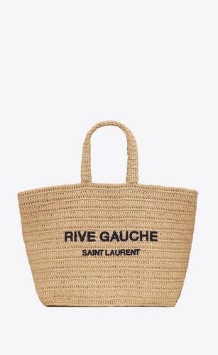 rive gauche flexible shopping bag in crocheted raffia | Saint Laurent Inc. (Global)