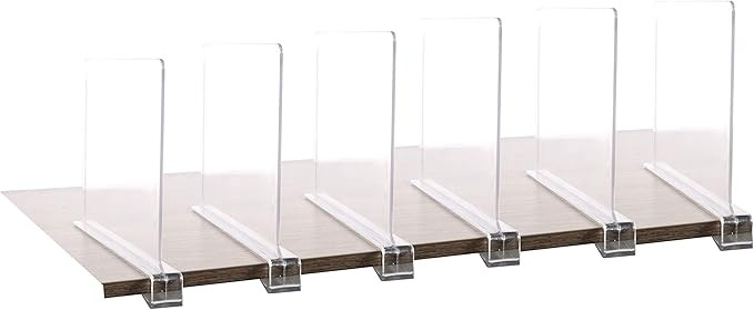 6PCS Multifunction Acrylic Shelf Dividers,Closets Shelf and Closet Separator for Wood Closet,Only... | Amazon (US)