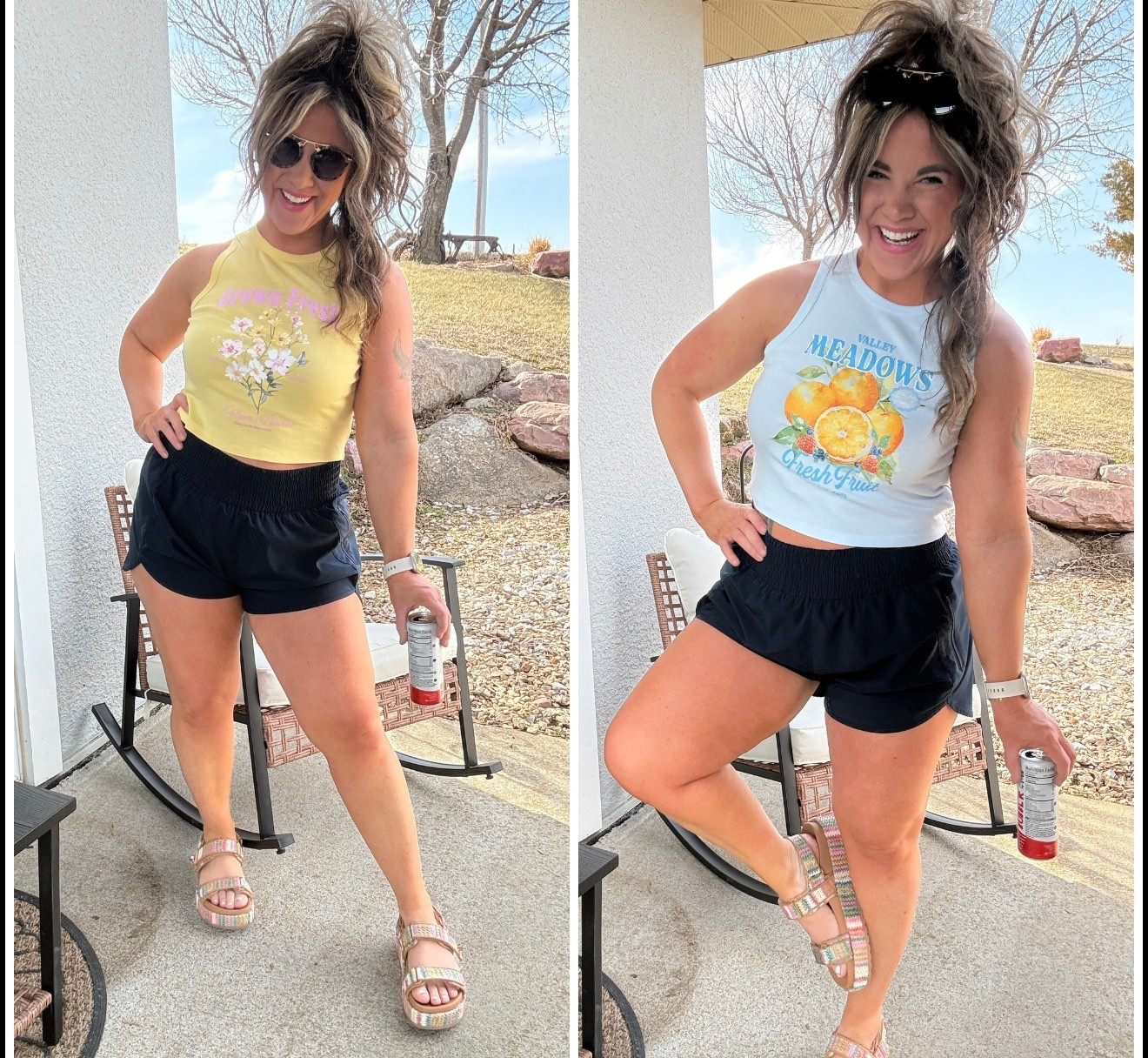 Medium tanks, large shorts, shoes are tts 

#LTKSeasonal #LTKMidsize #LTKootd