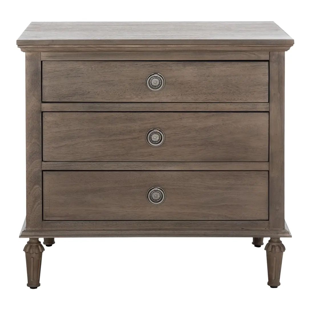 Lisabet 3 Drawer Wood Nightstand - Light Brown | Chairish