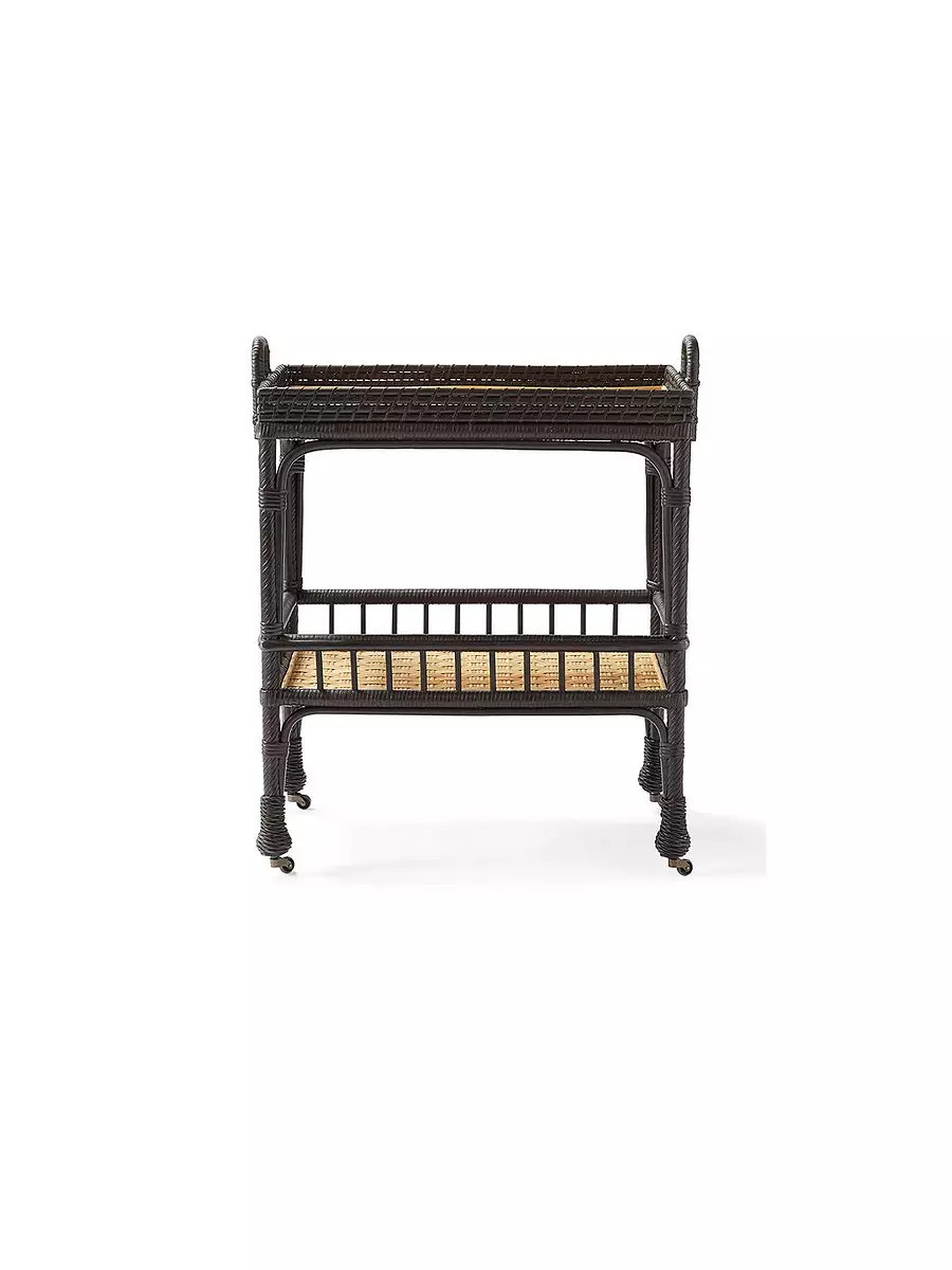 South Seas Rattan Side Cart - Black | Serena and Lily