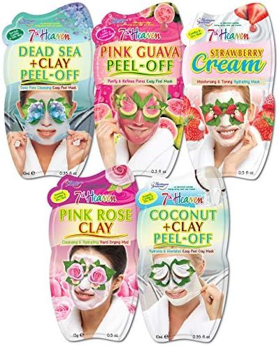7th Heaven Moisturising Face Mask Pack with Dead Sea & Clay, Pink Guava, Strawberry Cream, Coconu... | Amazon (UK)