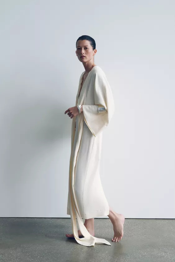 ZW COLLECTION MIDI DRESS WITH TIES | Zara US