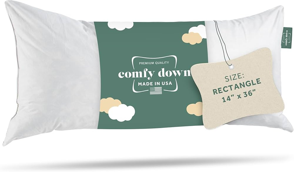 ComfyDown 95% Feather 5% Down, 14 X 36 Rectangle Decorative Pillow Insert, Sham Stuffer - Made in... | Amazon (US)