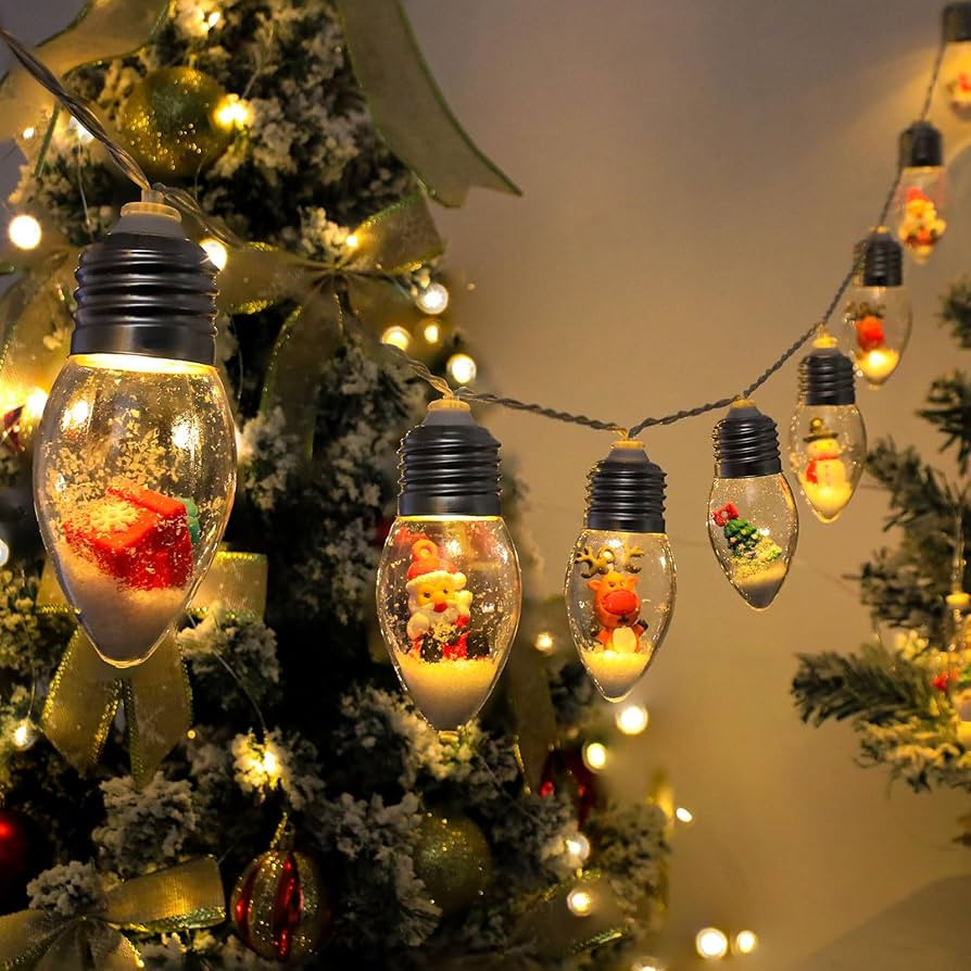 2Pcs Christmas Snow Globe String Lights Indoor Decorations 6.6 FT 10 LED Clear Bulbs Christmas Tr... | Amazon (CA)