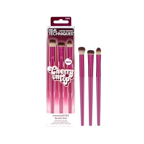 Real Techniques Cherry On Top MesmerEYES Brush Trio, Limited Edition Makeup Brush Set, Synthetic Bristles, Eyeshadow Blending Brushes, Vegan & Cruelty-Free, For Powder & Cream Shadow, 3 Piece Set | Amazon (US)