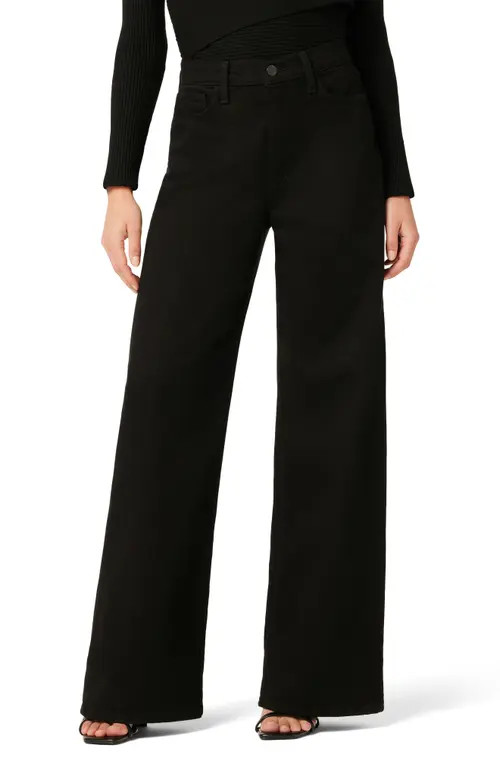 Joe's The Mia Petite High Waist Wide Leg Jeans in Black at Nordstrom, Size 24 | Nordstrom