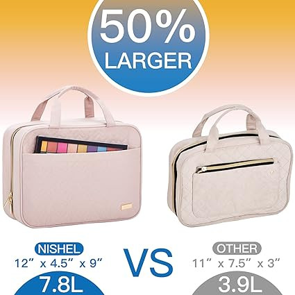 NISHEL Large Hanging Travel Toiletry Bag, Portable Makeup Organizer, Cosmetic Holder for Brushes ... | Amazon (US)