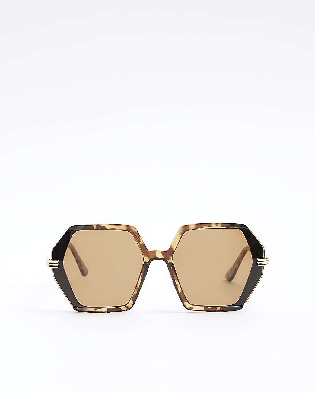 Brown oversized hexagon sunglasses | River Island (UK & IE)