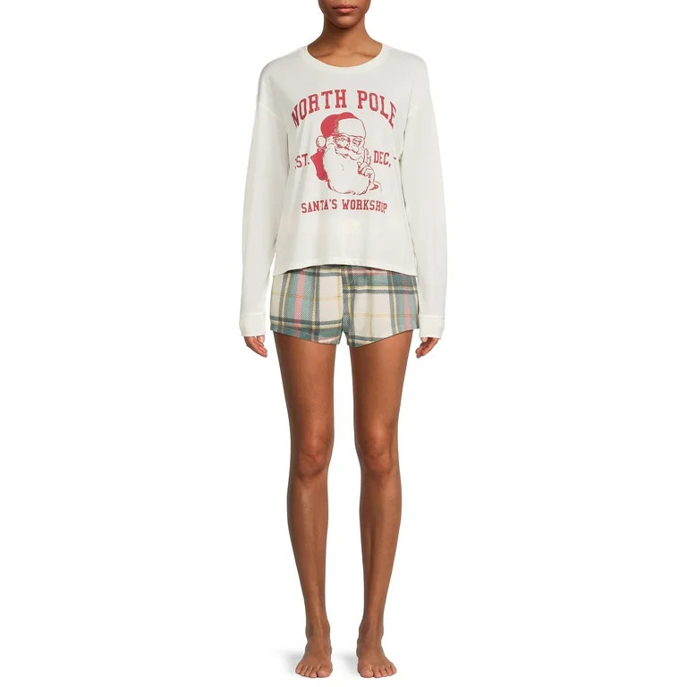 Grayson Social Women's and Women's Plus Christmas Top and Printed Shorts Sleep Set, 2-Piece | Walmart (US)