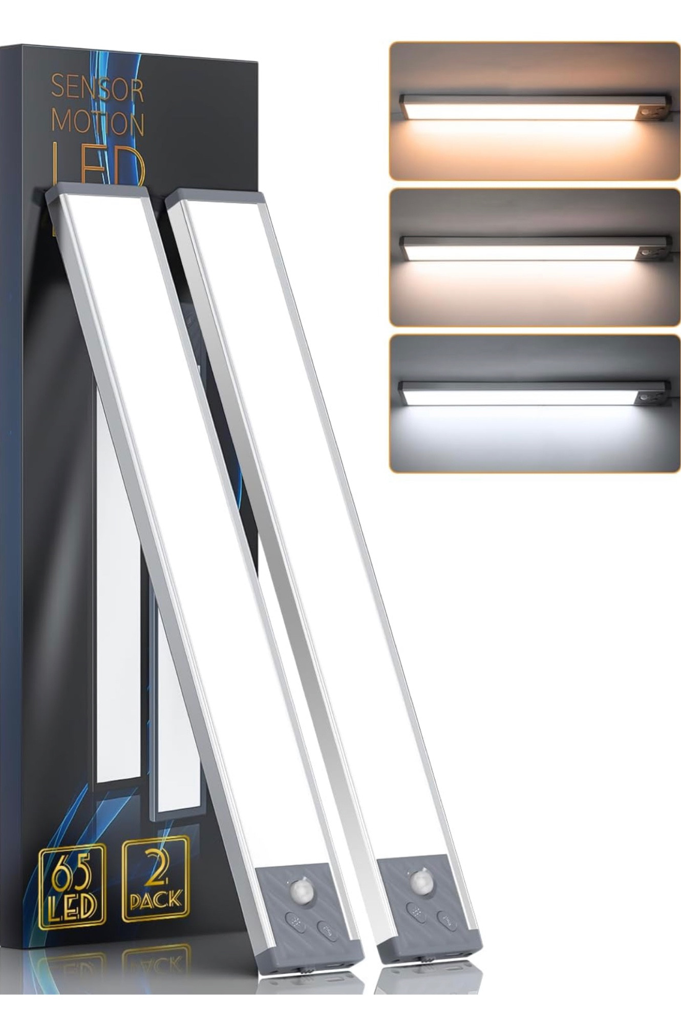 65 LED Under Cabinet Lights 2 Packs, 3 Color Temperatures Dimmable Motion Sensor Closet Lights, 2500mAh Rechargeable Under Counter , Wireless Night Lights for Drawer, Wardrobe, Kitchen, Hallway

#LTKfindsunder50 #LTKfindsunder100 #LTKhome