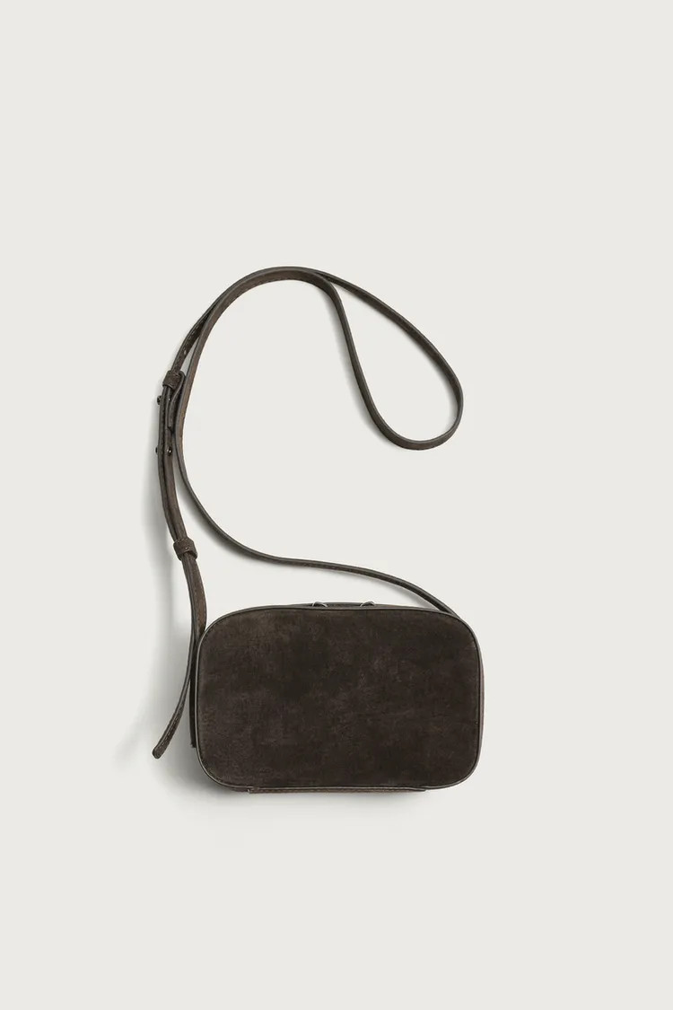 Crossbody bag made from leather with a split suede finish. Main compartment with zip closure. The... | Zara UK