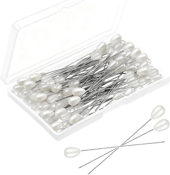 White Teardrop Corsage Pins, Pearl Pins, Boutonniere Pins for Women Wedding, Long Sewing Pins for... | Amazon (US)