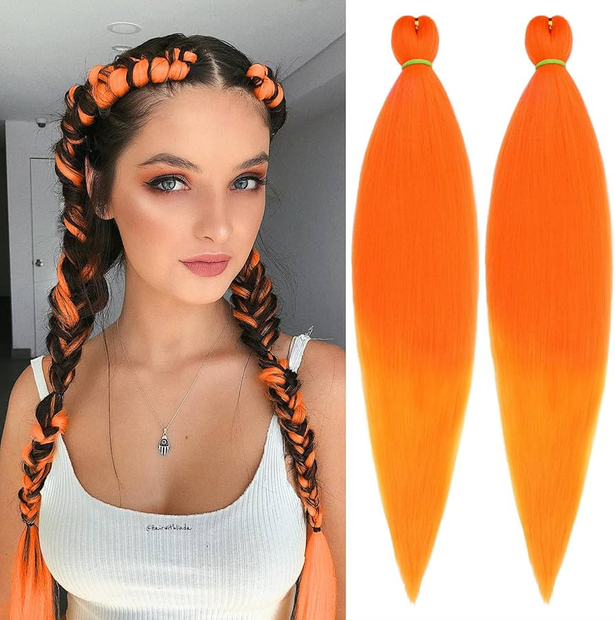 Leeven Pre stretched Braiding Hair 26 Inch 2 Pack orange braiding hair pre stretched Itch Free Sy... | Amazon (US)