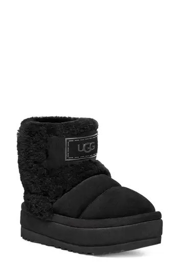 UGG® Classic Chillapeak Genuine Shearling Trimmed Boot in Blk at Nordstrom Rack, Size 6 | Nordstrom Rack