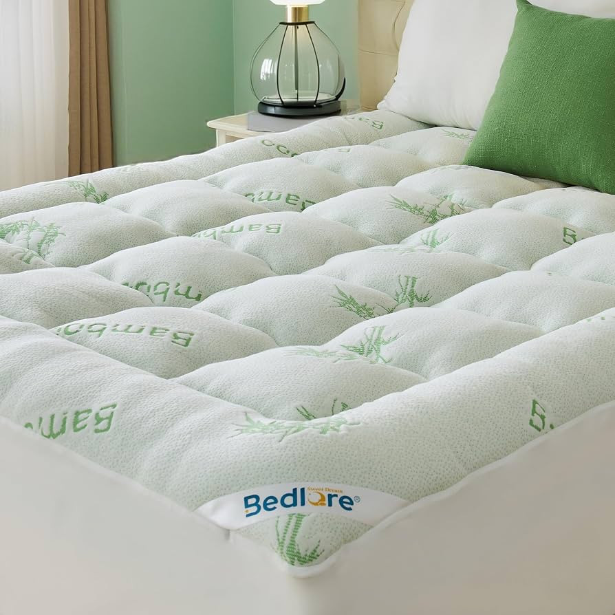BEDLORE Queen Mattress Topper Viscose Derived from Bamboo, Thick Pillow Top Mattress Pad with Str... | Amazon (US)