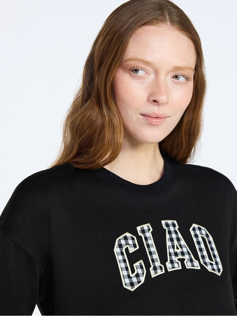 Joyspun Women's French Terry Long Sleeve Sleep Top and Joggers Lounge Set, 2-Piece, Sizes XS-3X | Walmart (US)