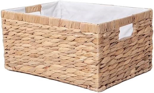 Water Hyacinth Storage Basket for Organizing,Large Wicker Basket Rectangular Bins with Liners, 14... | Amazon (US)