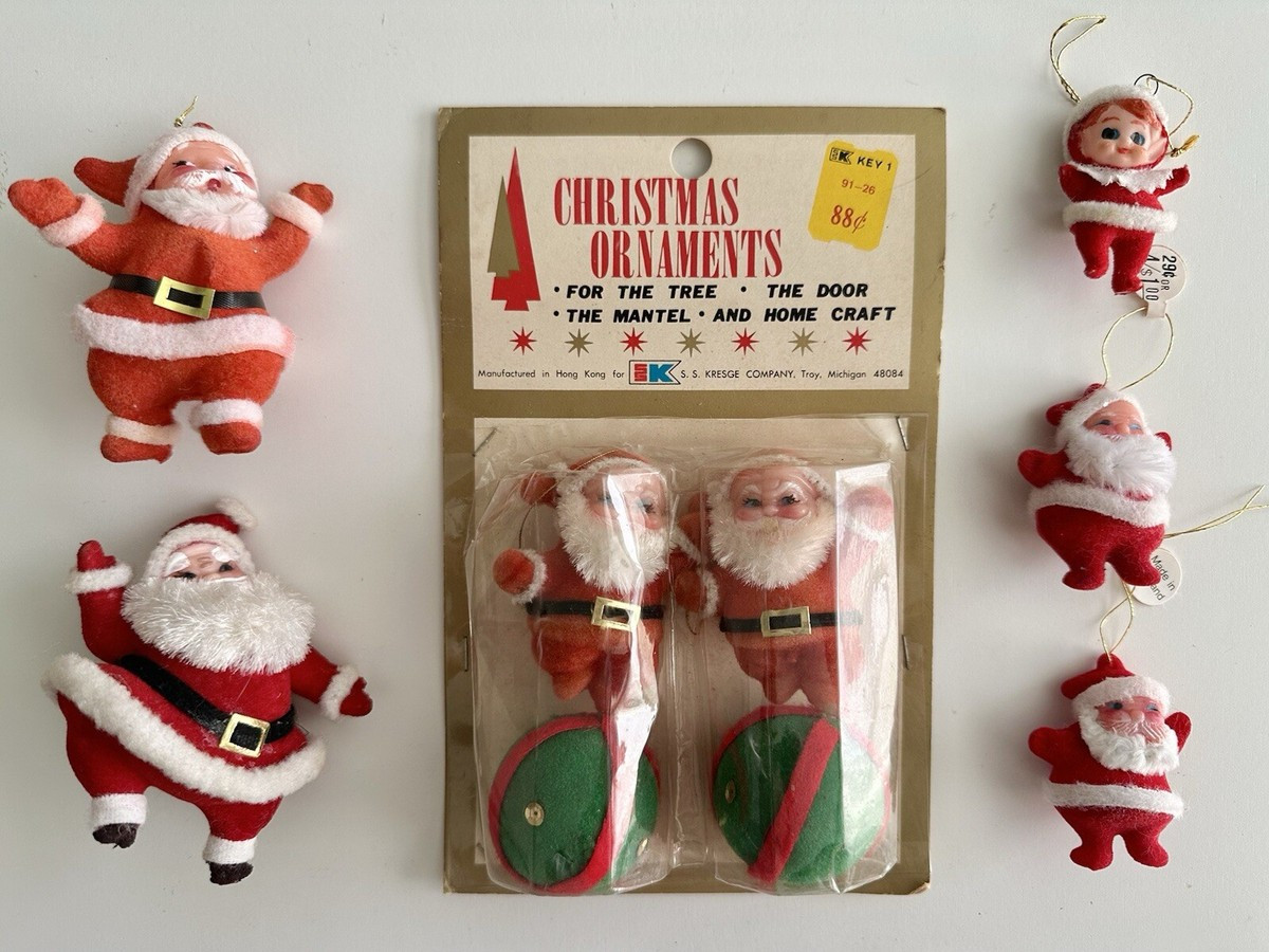Vintage VTG Blow Mold Plastic Flocked Dancing Santa Claus Christmas Ornament LOT  | eBay | eBay US