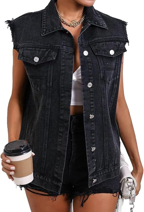 Women's Jean Vest Casual Sleeveless Denim Jacket | Amazon (US)
