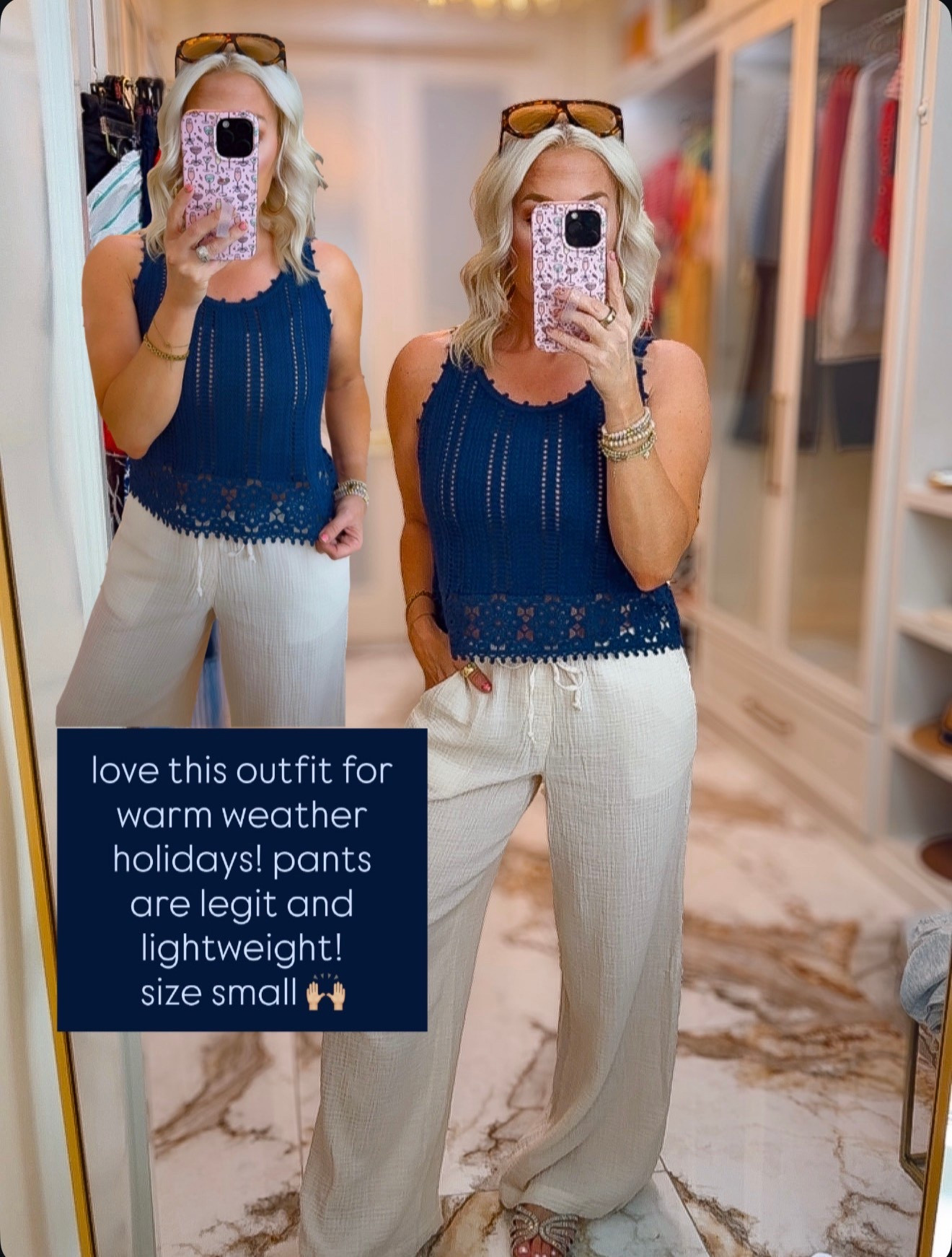 Love this casual outfit for summer or the workplace 
Size small in. Both 