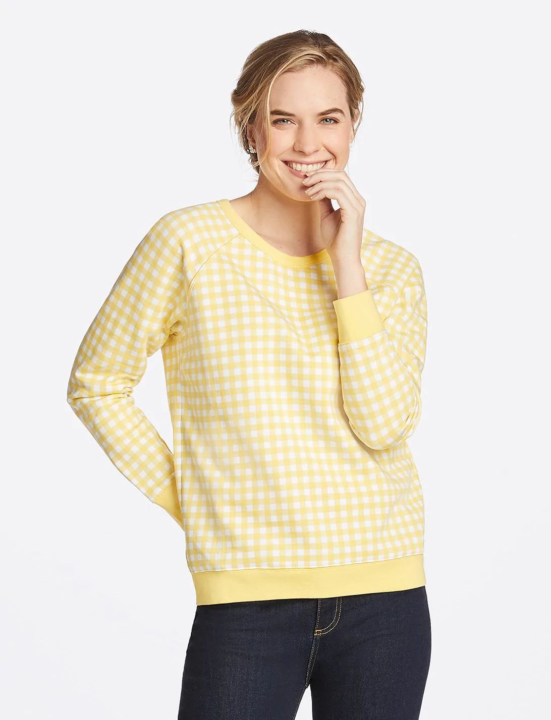 Natalie Sweatshirt in Yellow Gingham | Draper James (US)