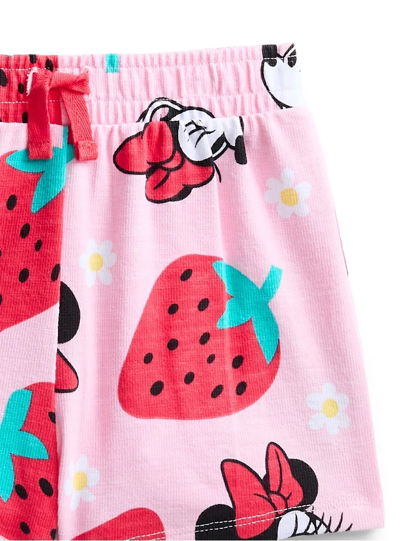 Minnie Mouse Baby Girls' Allover Print Short Sleeve Tee and Matching Shorts Set, 2-Piece, 0/2M-6/... | Walmart (US)