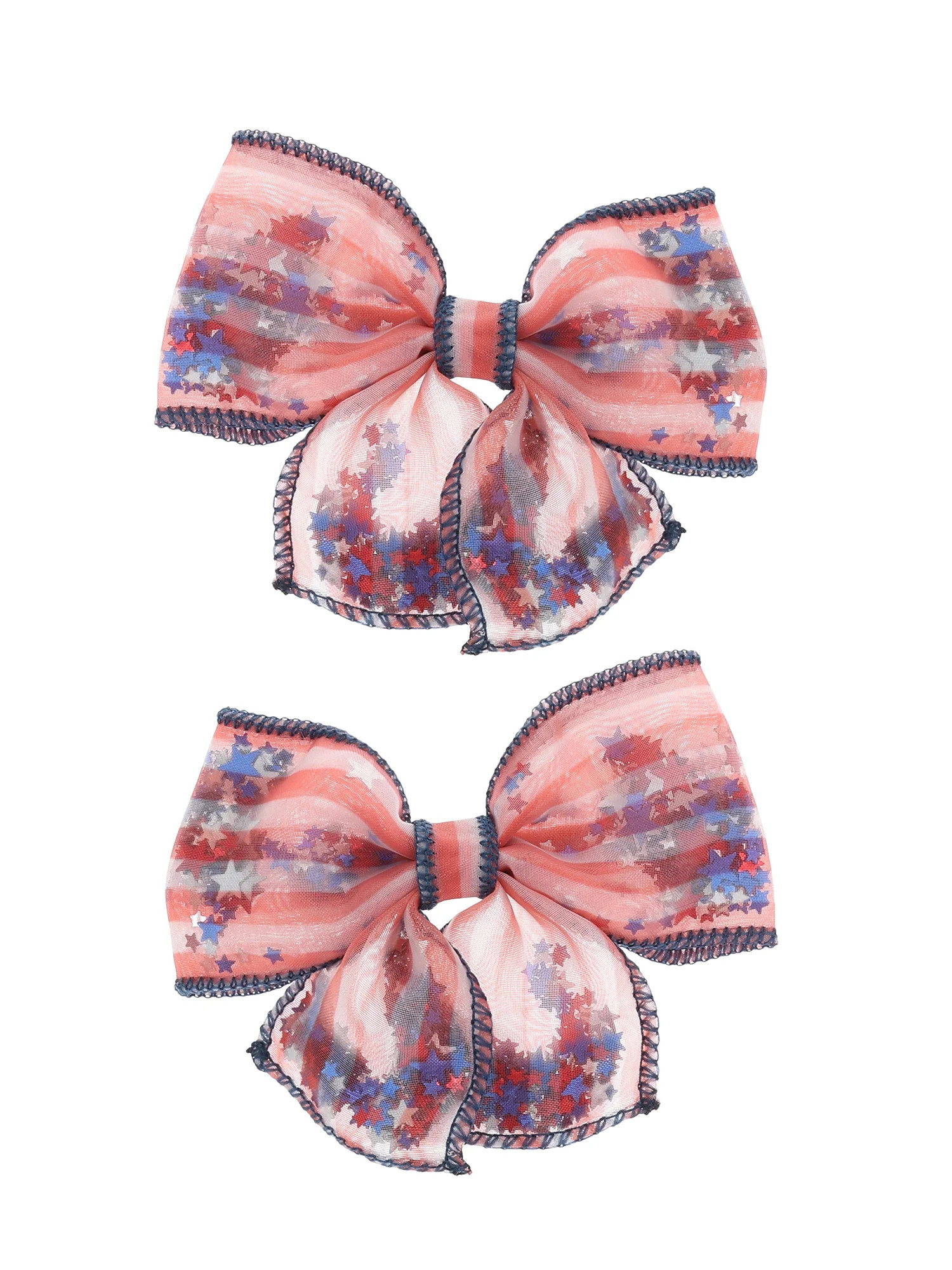 Way to Celebrate Americana Patriotic Striped Confetti Hair Bow Set - Walmart.com | Walmart (US)