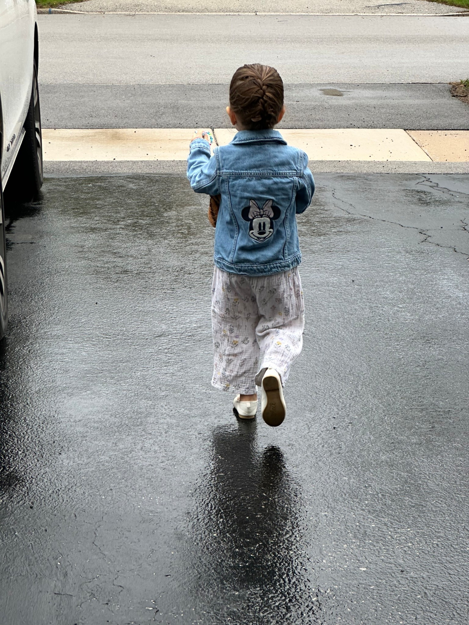 She’s ready to go! 

Isa was ready for our day out in her linen pants and Minnie denim jacket. Ballet flats on her tiny feet. 

#LTKKids