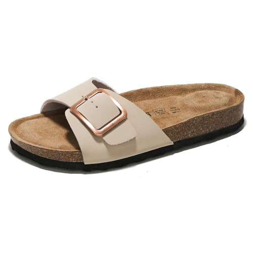 Project Cloud Genuine Leather Sandals Women Dressy Summer Beach Essentials - Flip Flops & Slides with Memory Foam Insole Womens Sandals Comfortable Footwear (Ibiza, Nude, 6.5) | Amazon (US)