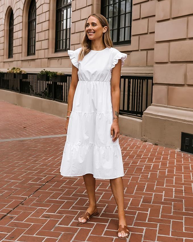 The Drop Women's Bright White Tiered Midi Dress by @fashion_jackson | Amazon (US)