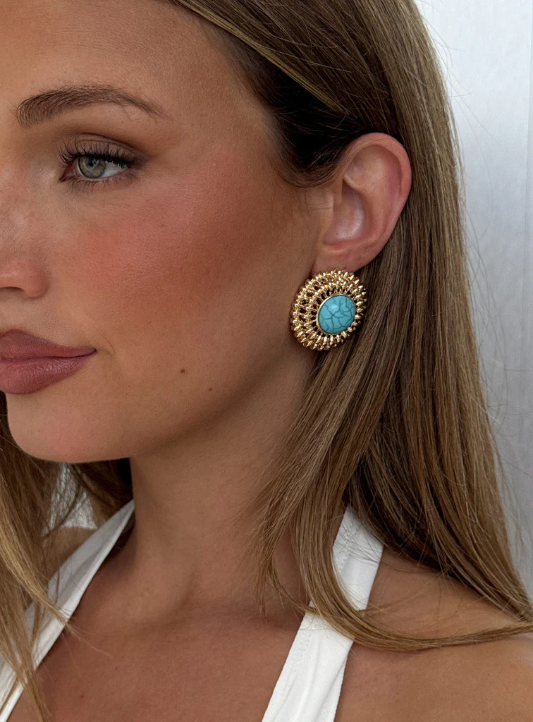 Sipriane Statement Earrings Gold / Turquoise | Princess Polly US