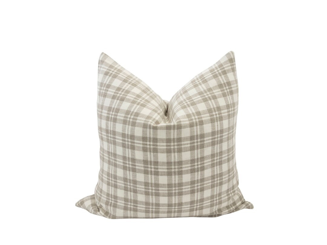 ARLO  14x20 20x20 Neutral Plaid Linen Pillow Cover Fall - Etsy | Etsy (US)