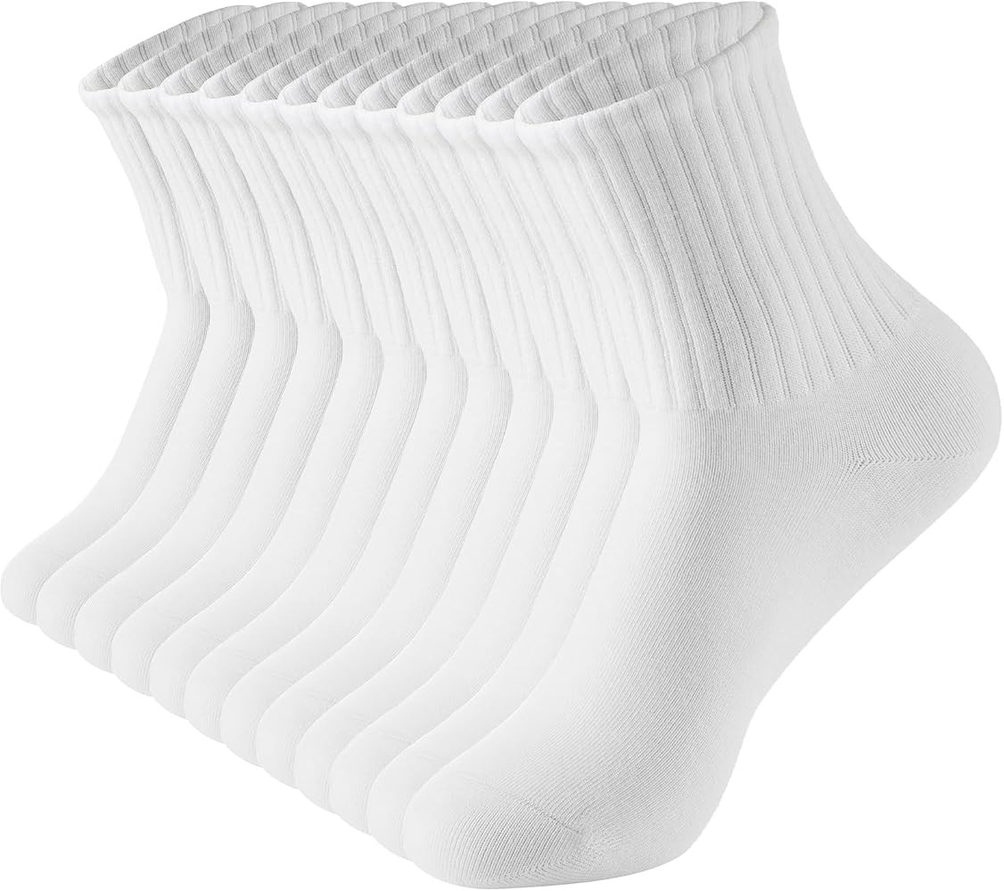 White Above Ankle Socks Soft Premium Cotton Women Crew Socks Breathable-6 Pairs | Amazon (US)