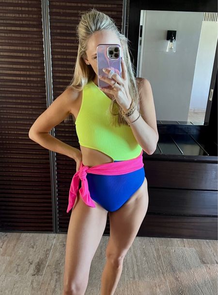 Super cute swimsuit! Perfect for a beach or pool day! Love the vibrant colors! 
#swimsuit #onepieceswim

#LTKswim #LTKstyletip #LTKFind