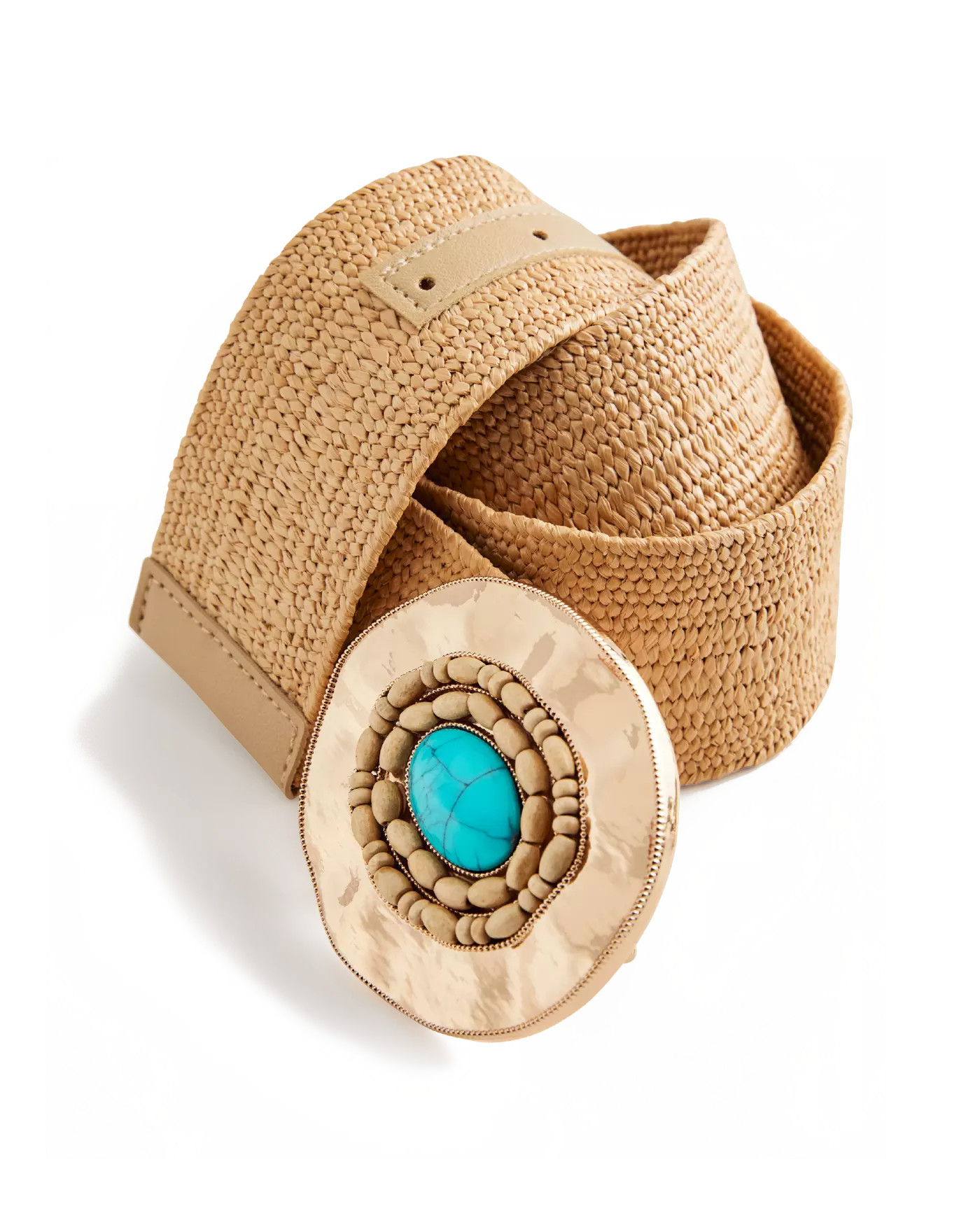 Turquoise Stone Raffia Belt - Natural/Turquoise | Boston Proper | Boston Proper