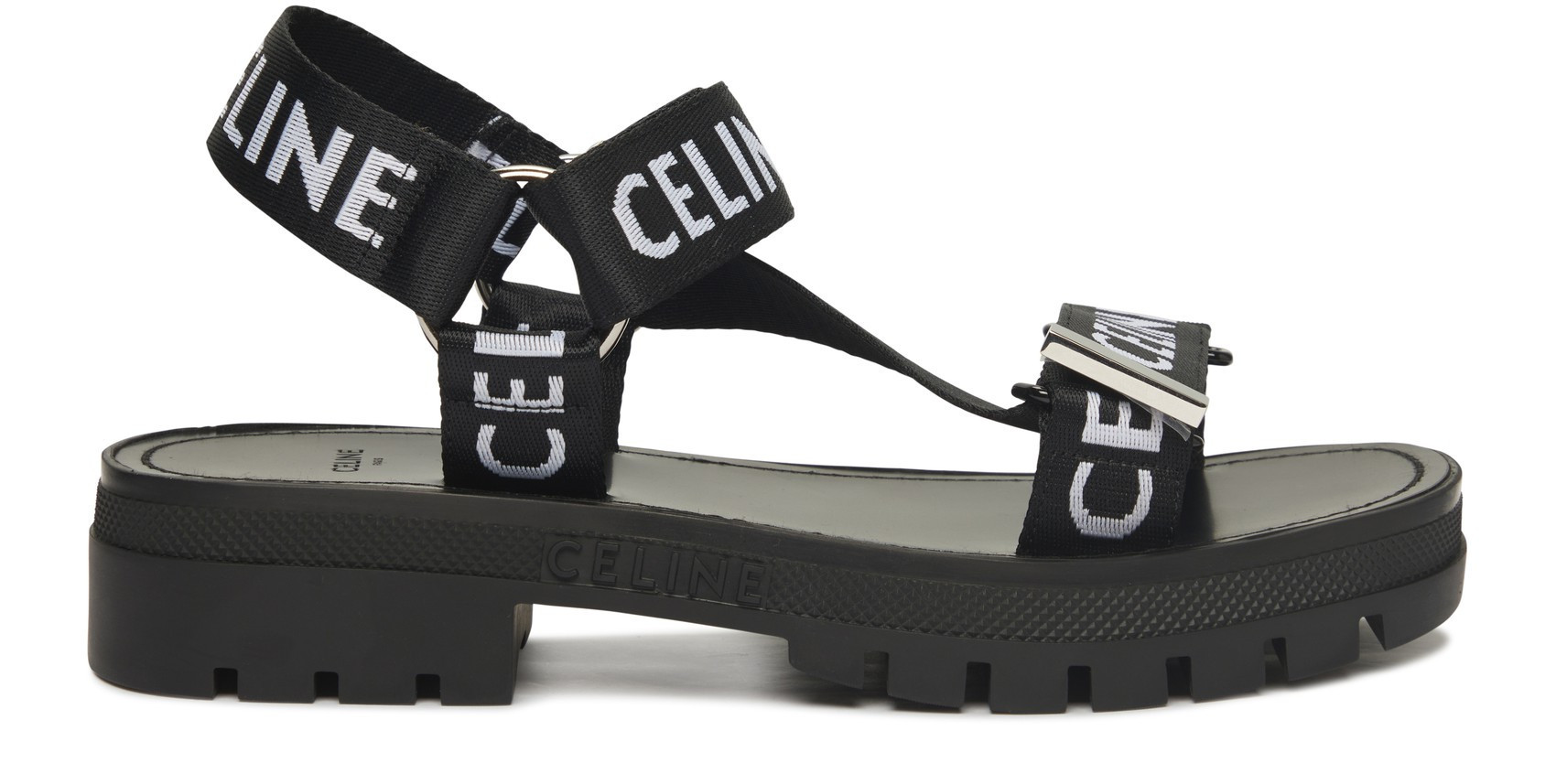 Celine Leo strappy sandal in textile with "Celine" jacquard - CELINE | 24S (APAC/EU)