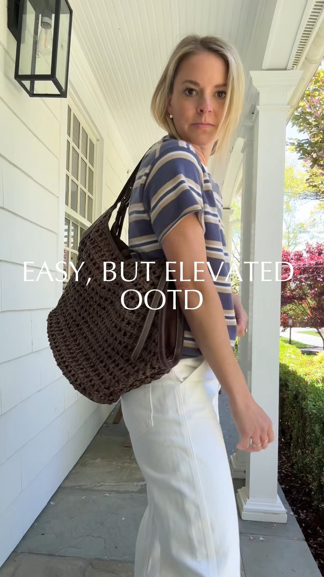 As a mom of 3, this is what you can find me in most days - an easy, but elevated ootd. I love this bag so much I grabbed it in two colors and it’s under $100 with code: KENDALL20 (works for their site!)
-small top 
-26R pants (use code STYLEDSNAPSHOTS for 15% off) also linked similar pair I own + love 
-sandals are old Jcrew, linked similar I own + love

#LTKmomlife #LTKdayinmylife #LTKootd