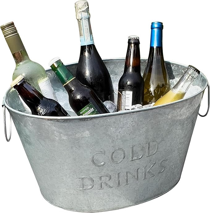 Amazon.com: Mind Reader Ice Beverage Bucket for Parties, Wine Bucket, Baby Photo Tub, Galvanized ... | Amazon (US)