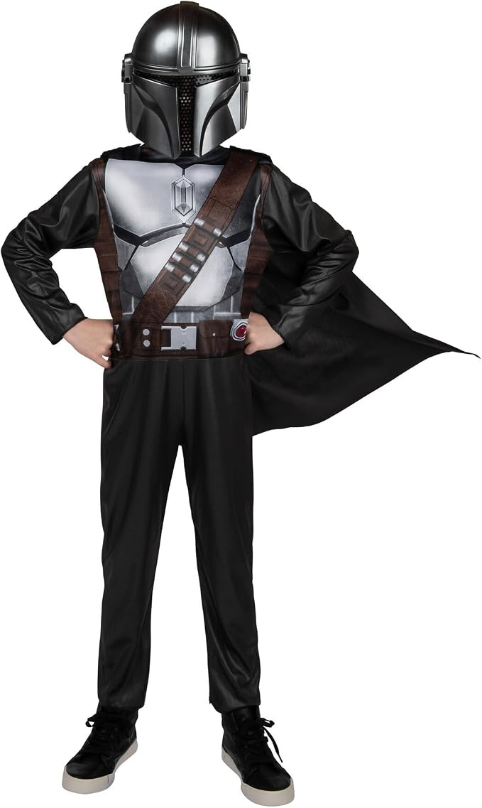 STAR WARS The Mandalorian Official Youth Halloween Costume - Printed Jumpsuit with Plastic Mask | Amazon (US)