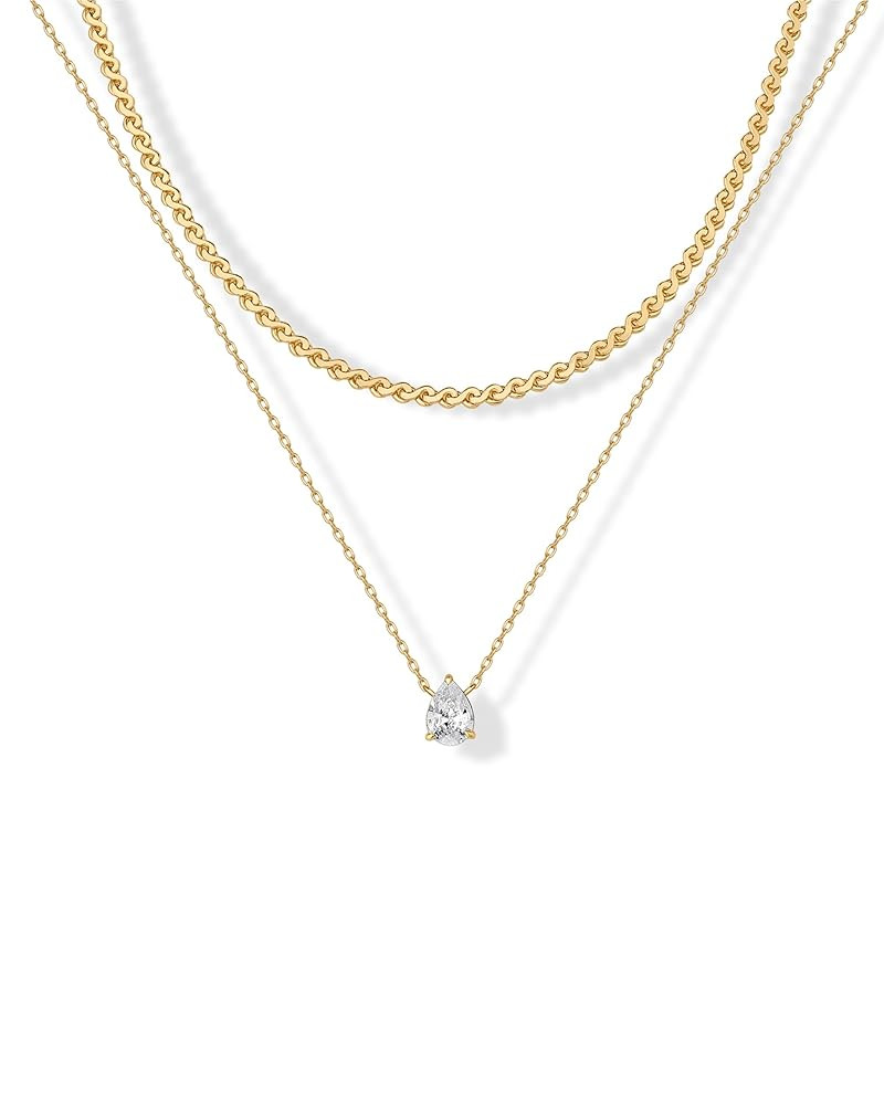 PAVOI 14K Gold Plated Twisted Singapore Chain Layering Choker with Round Solitaire and Serpentine... | Amazon (US)