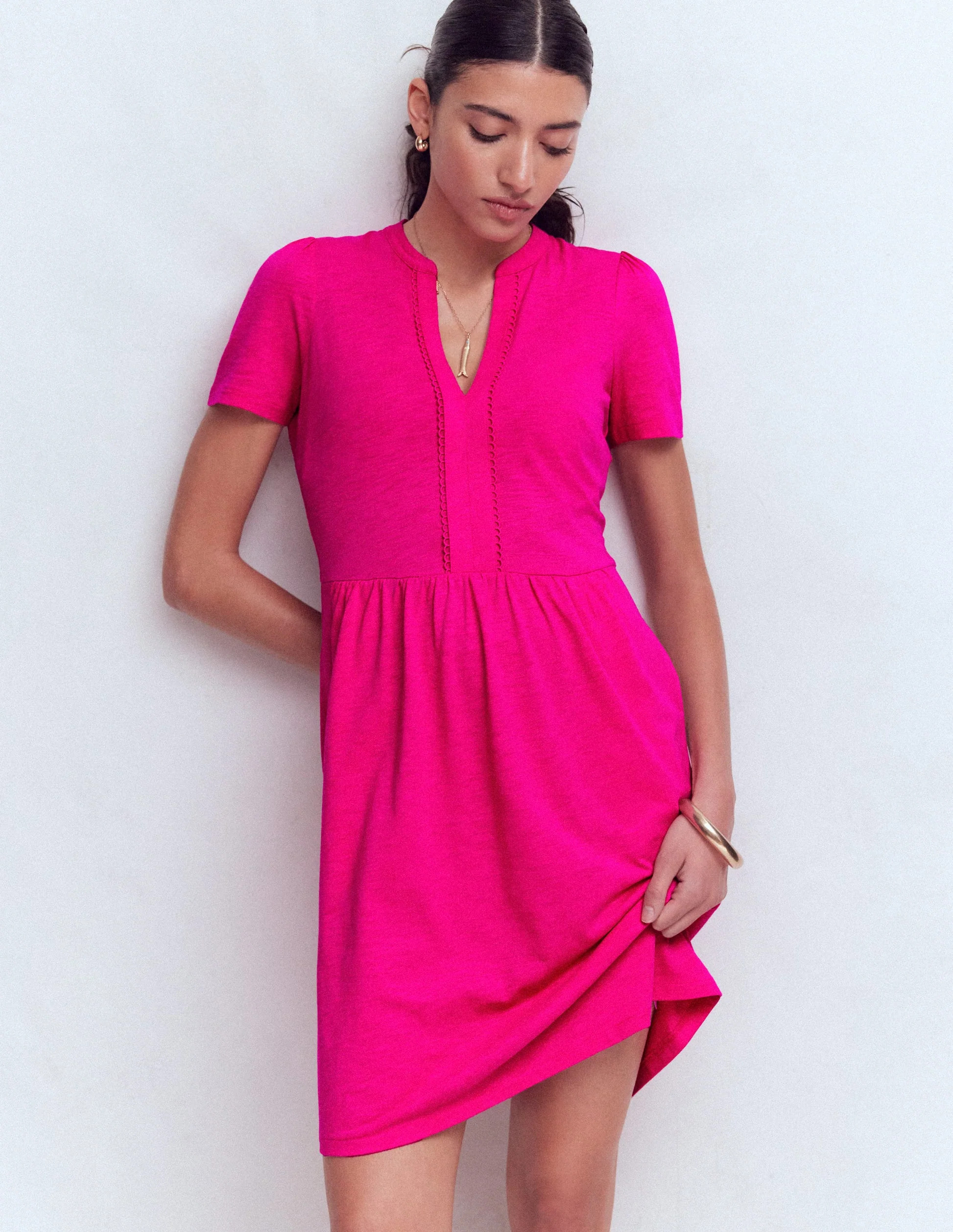 Naomi Short Sleeve Dress-Pink Peony | Boden (US)