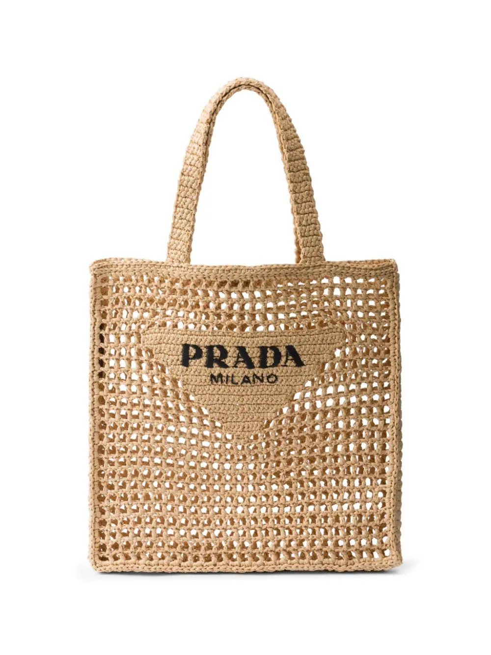 Prada triangle-logo raffia tote bag - Neutrals | Farfetch Global