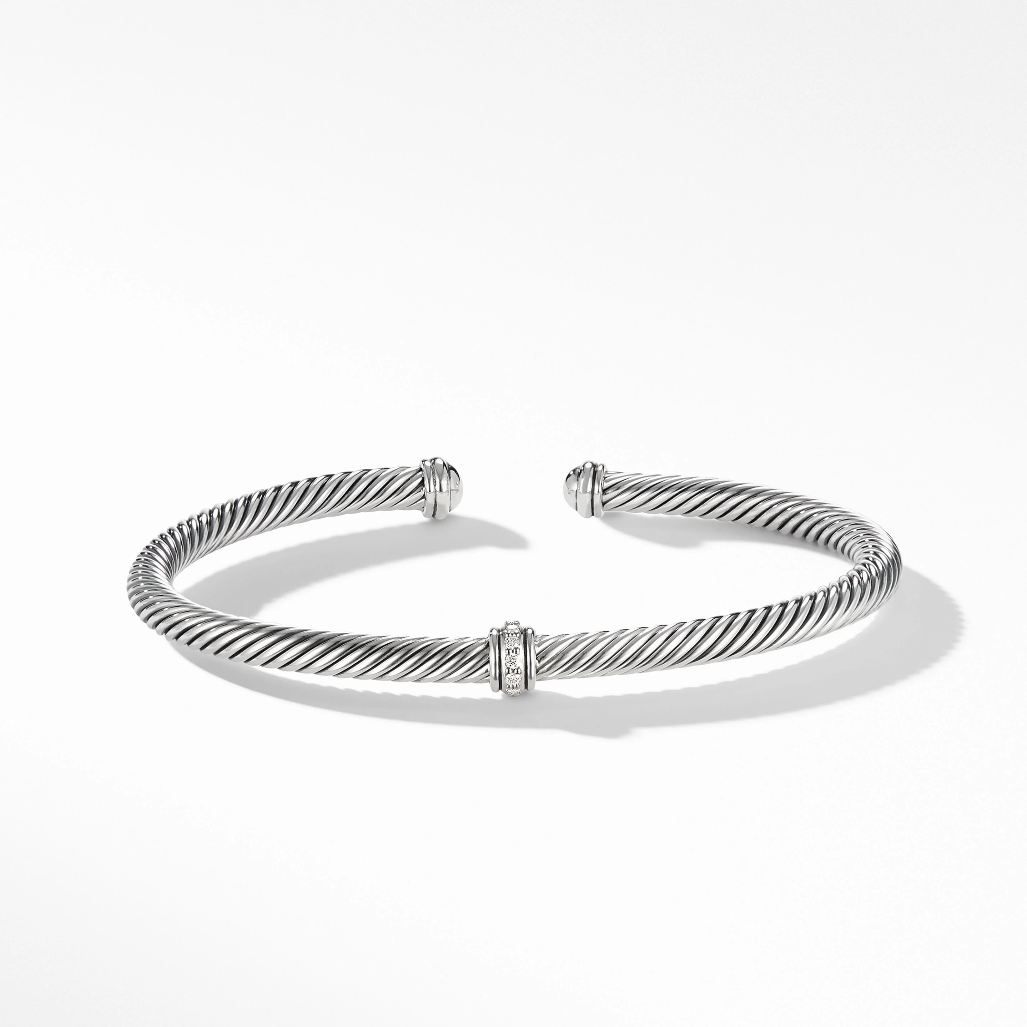 Cable Classics Center Station Bracelet in Sterling Silver with Pavé Diamonds | David Yurman