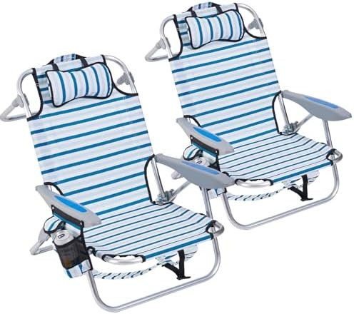 2 Pack Lightweight Portable Camping Beach Chair for Adults, Outdoor Lay Flat Folding Beach Chairs... | Amazon (US)